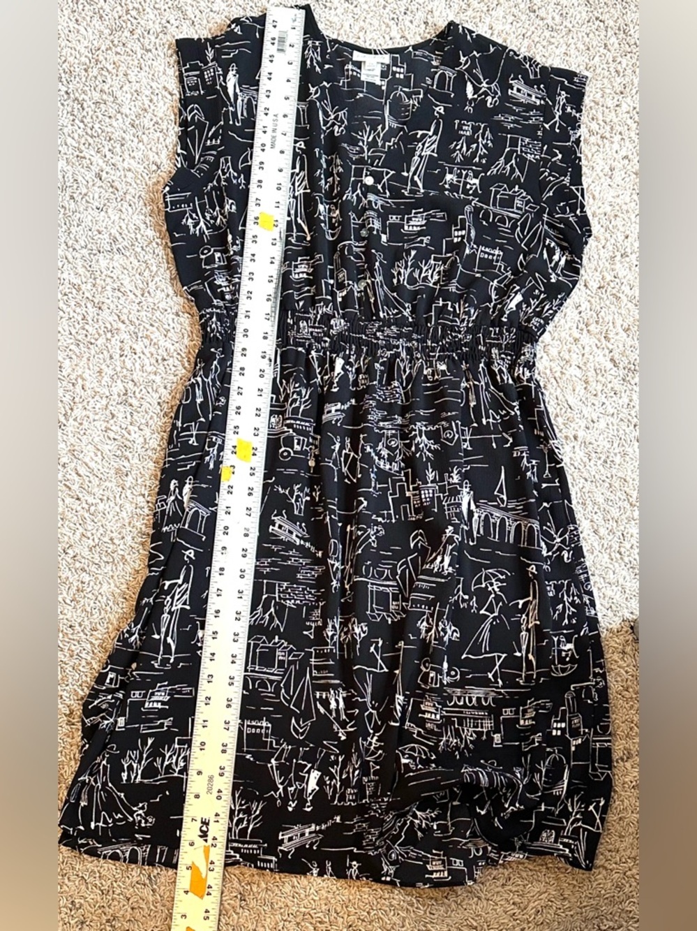 Kate & Lily Black/White Venice Paris Print Flowy Comfy Travel Midi Dress Sz 2X - Picture 11 of 11